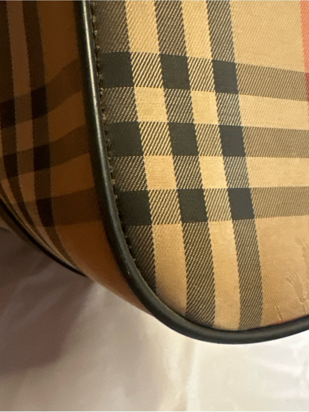 Vintage Burberry Plaid Duffel Boston Bag with Black Leather Trim - Picture 13 of 16